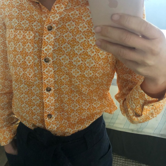 Orange patterned button up - Picture 3 of 6